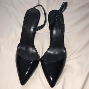 Black pointed toe heels